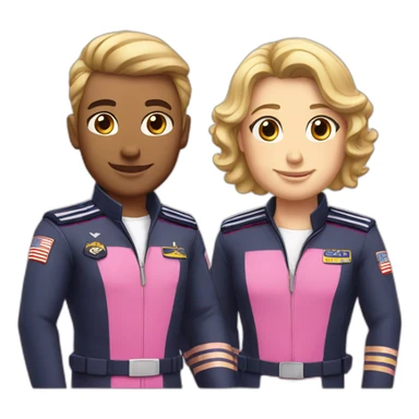 Two white gay pilots in pink uniform sticker