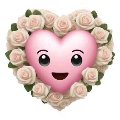 pink Heart with white roses aroun it sticker