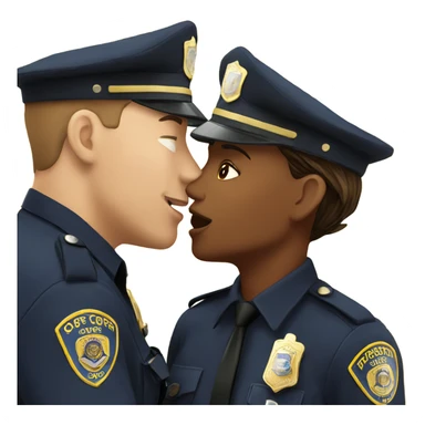 Female and male cops kissing  sticker