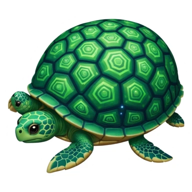 Quasar Turtle emoji – full body, massive cosmic turtle with glowing shell like a galaxy vortex, star patterns, slight side angle. pattern in shell sticker