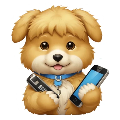 puppy with phone sticker