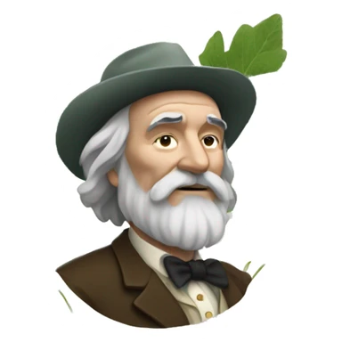Walt Whitman with leaves of plants sticker