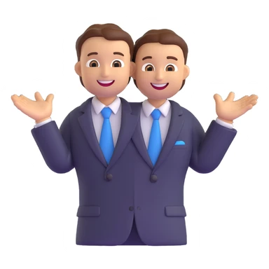 salesman emoji, enthusiastic, open arms, wearing a blazer, bright smile sticker