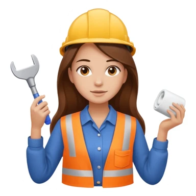 beautiful girl with long brown hair constructing new bathroom sticker