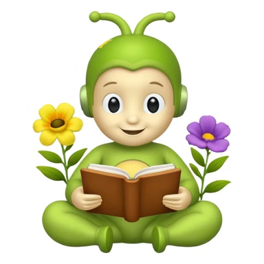 The Teletubby Dipsy reading books + flowers  sticker