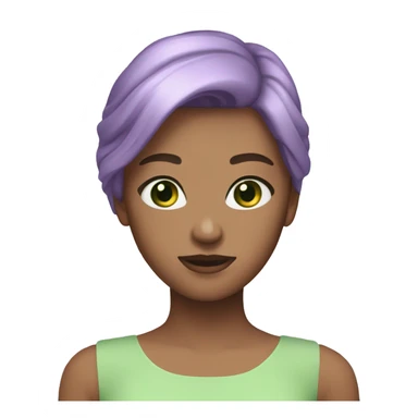 golden brown straight hair green eyes lavender dress sticker