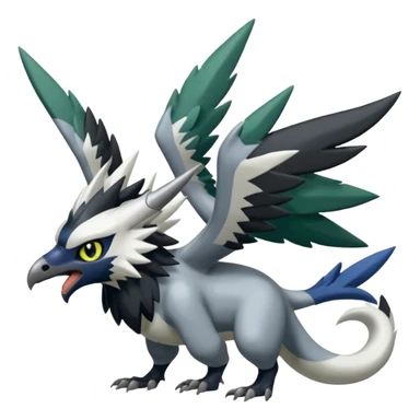 Shiny Black Grey White and Dark-Green Trico-Nargacuga-Silvally-Absol-fusion sticker