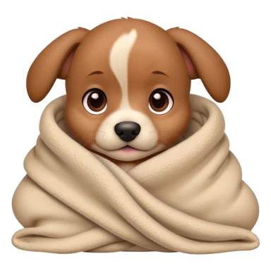 Cute, Disney-style brown puppy cozy in blanket sticker