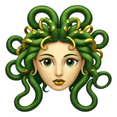 The Sicilian Medusa in gold and green and make the snake hair have snake faces  sticker