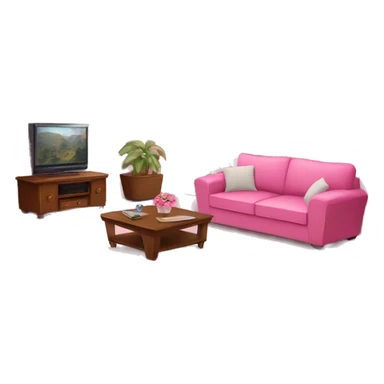 Pink pretty Living room, sofa, tv, table sticker