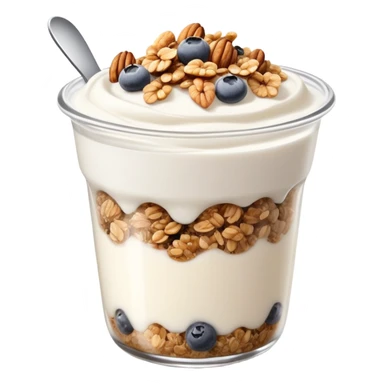 Greek yogurt cup with protein granola and chia seeds sprinkled on top sticker