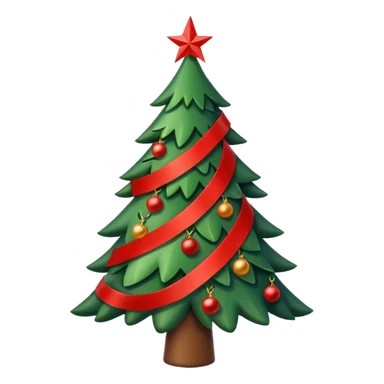 christmas tree with many red ribbons sticker