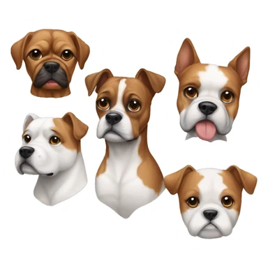 4 perros , un boxer café, un yorki, un boxer blanco y una perrita blanca sticker