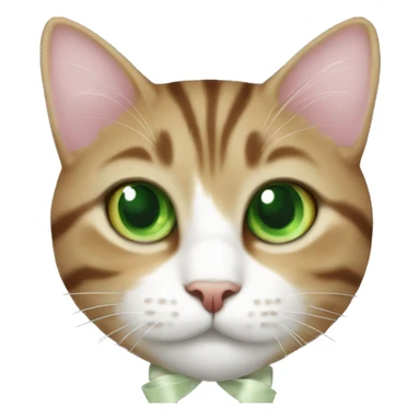 Tabby cat green eyes with bow sticker