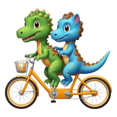 Baby dinosaur and  puppy riding a retro bike  sticker