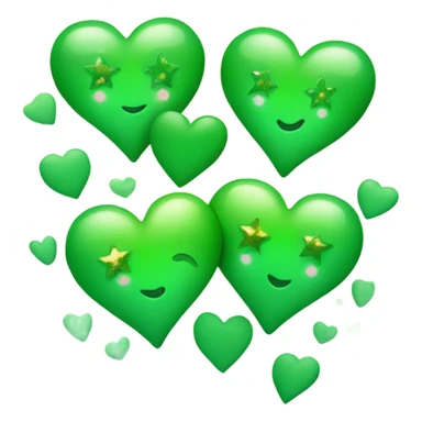 Three green hearts small one smaller than the other with sparkles and stars sticker