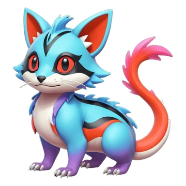  exotic tropical cyber-Trico-Litten-Linoone-Noibat-Fakémon-Pokémon-Vernid-creature sticker