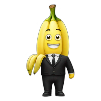 Banana character with black suit sticker