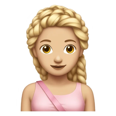  A white girl with braided blonde hair with her soft pink dress and ribbon around her hair sticker