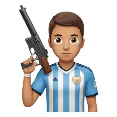 haz un turro con una biszera para atras y con un arma remera argentina pero arma de fuego sticker