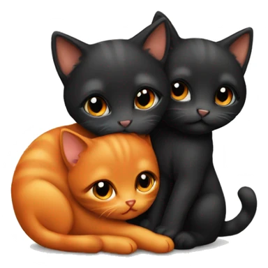 small black and orange kittens cuddling sticker