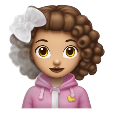 brunnette girl disguised in hellokitty sticker