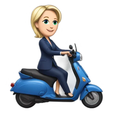 Macron avec marine le Pen sur un scooters sticker