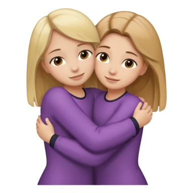 Hug blond girl brown-hair girl sticker
