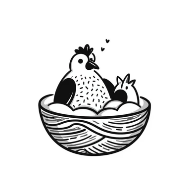 a weaver bird cuddling, hand drawn notion style doodle sticker