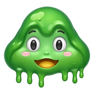 emoji representing AI slop, green and goopy, melting sticker