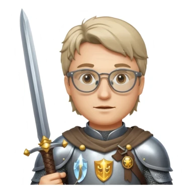 Knight holding sword, wearing glasses — glasses shining reflection sticker