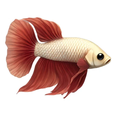 Beige betta fish with deep red short fins, position: full profile sticker