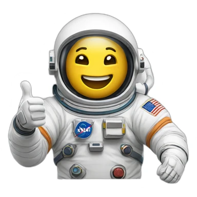 An astronaut doing a spacewalk with a thumbs up and a smile sticker