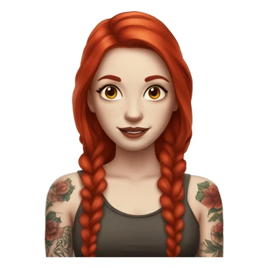 Beautiful girl with white skin, long red hair and tattoos sticker