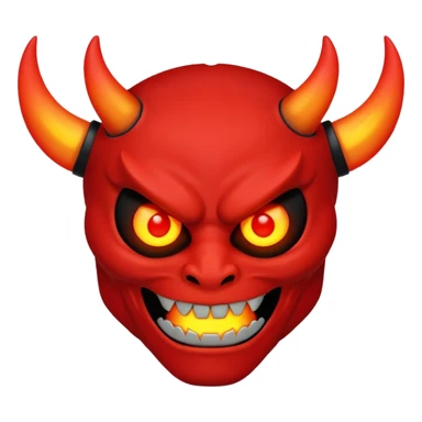A red demon that is LED and black and is glowing sticker