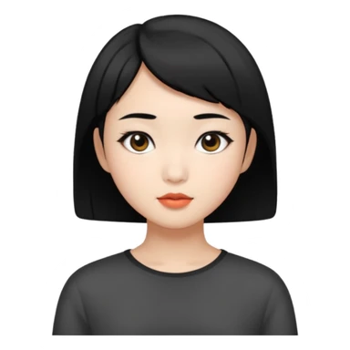 Asian pretty girl with black color short hair and black eyes sticker