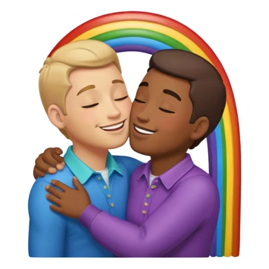 make 2 seductive men kissing and holding flying on a rainbow sticker