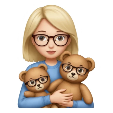 girl wearing glasses with teddy  sticker