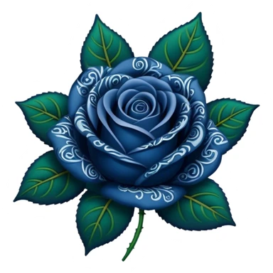 dark blue paisley printed rose with green leaves  sticker
