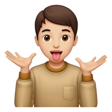 hands going to the side with tongue  out￼ sticker