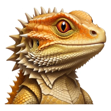 cinematic-noble-bearded-dragon-portrait-emoji,-poised-and-regal,-with-a-robust,-angular-build-and-a-textured,-scaled-hide-in-earthy-olive-and-sandy-tones,-a-prominent-spiky-'beard'-beneath-its-chin-and-a-keen,-alert-gaze,-simplified sticker