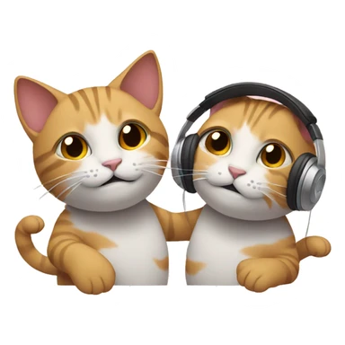 two cats listening to music sticker