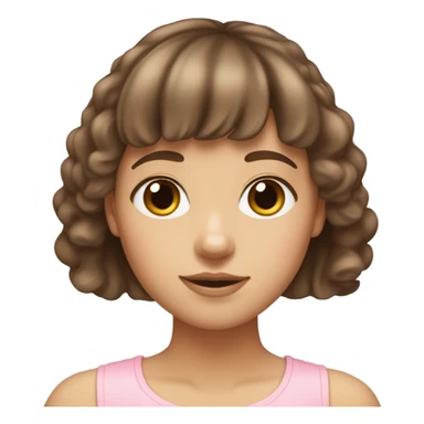 Woman 22 years old, Brown hair with bangs and light Eyes - Girly Pink aesthetic sticker