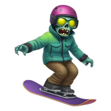 Zombie practicing snowboarding sticker