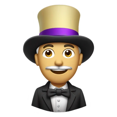 Man holding a leek in his hand, wearing a top hat with a purple band sticker