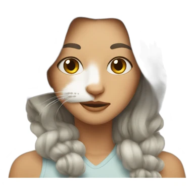 cat with face of woman sticker