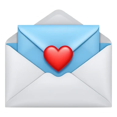 an envelope with one bright red and glossy heart coming out of it sticker