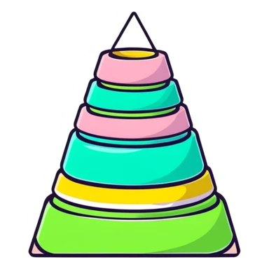 cute pastel pink stacking pyramid toy with colorful rings sticker