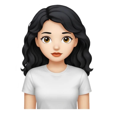 Beautiful girl,Black hair,wavy hair long hair,Black eyes, white T-shirt sticker