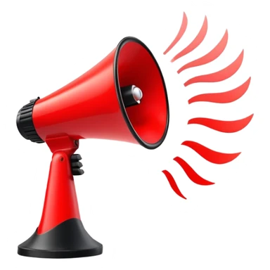 red and black megaphone loudspeaker with sound waves sticker